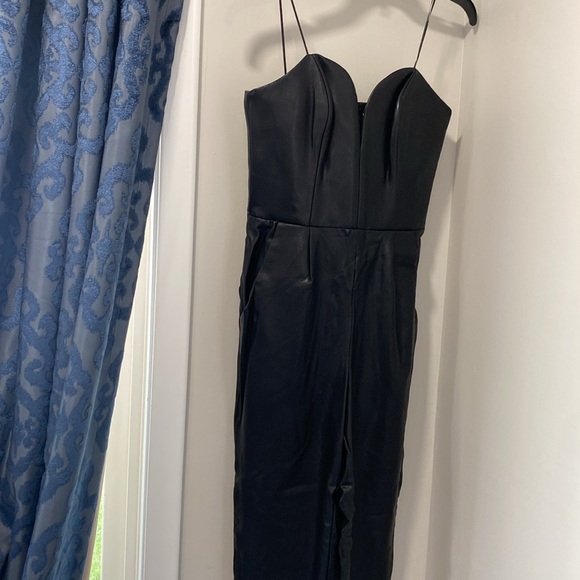 Amanda Uprichard Cherri Strapless Faux-Leather Jumpsuit - Picture 5 of 10